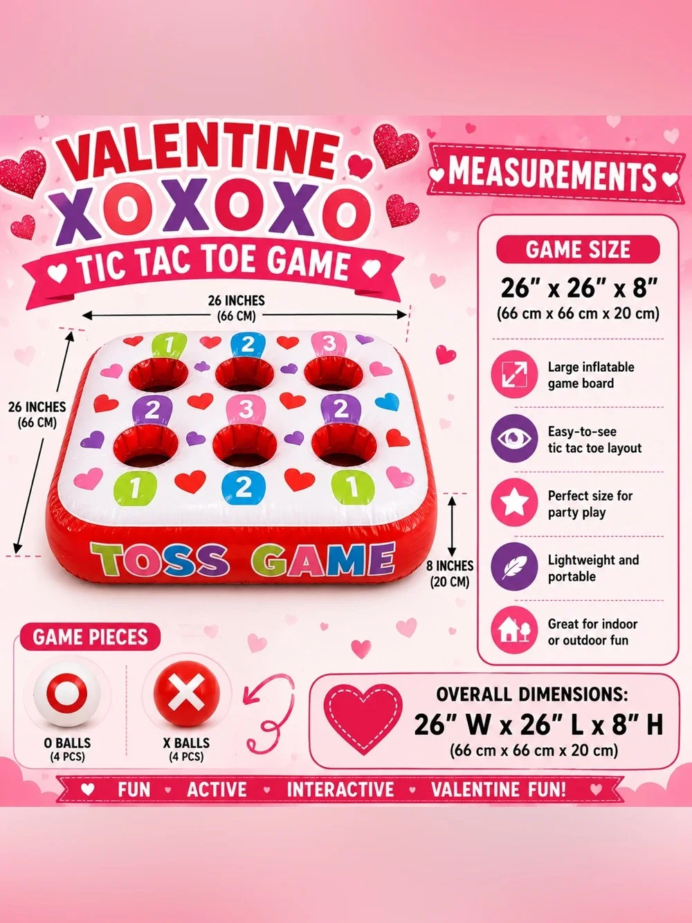 Valentine XOXOXO Tic Tac Toe Inflate Game